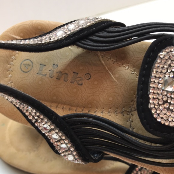 Link Black Sandals with Rhinestones Size 4 - Picture 10 of 11